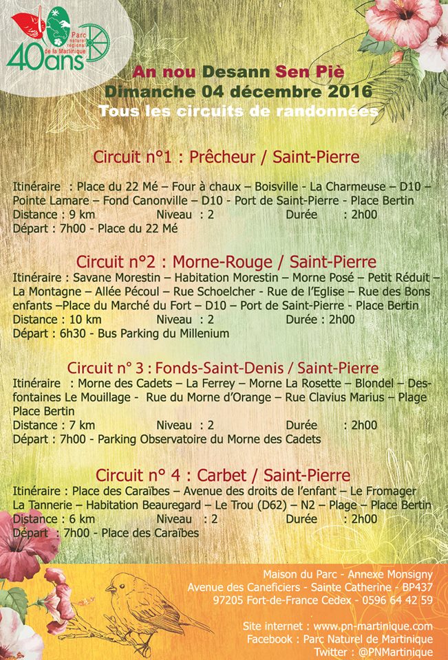 An nou désann Sen Piè - circuits de randonnées